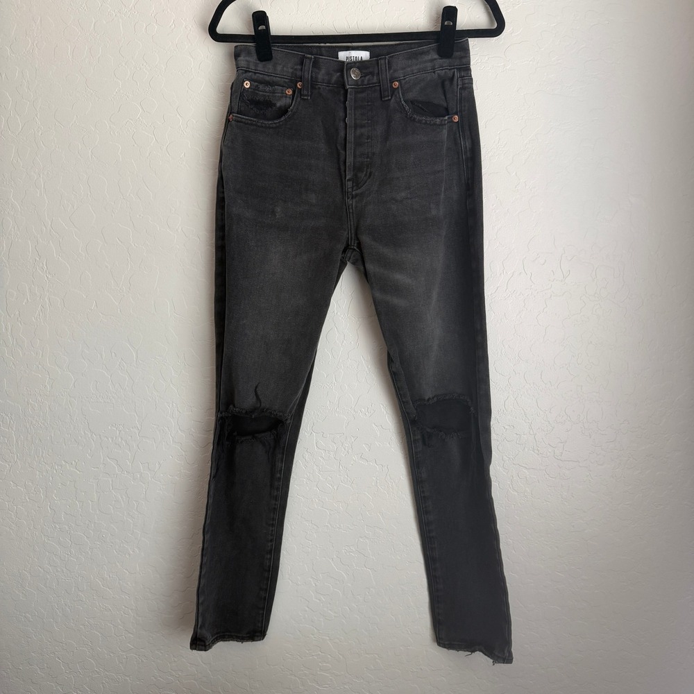 Pistola Women's High Rise Distressed Jeans Gray Sz 25